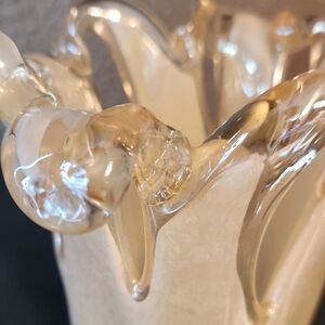 Murano Pearly Cream and Clear Glass Vase